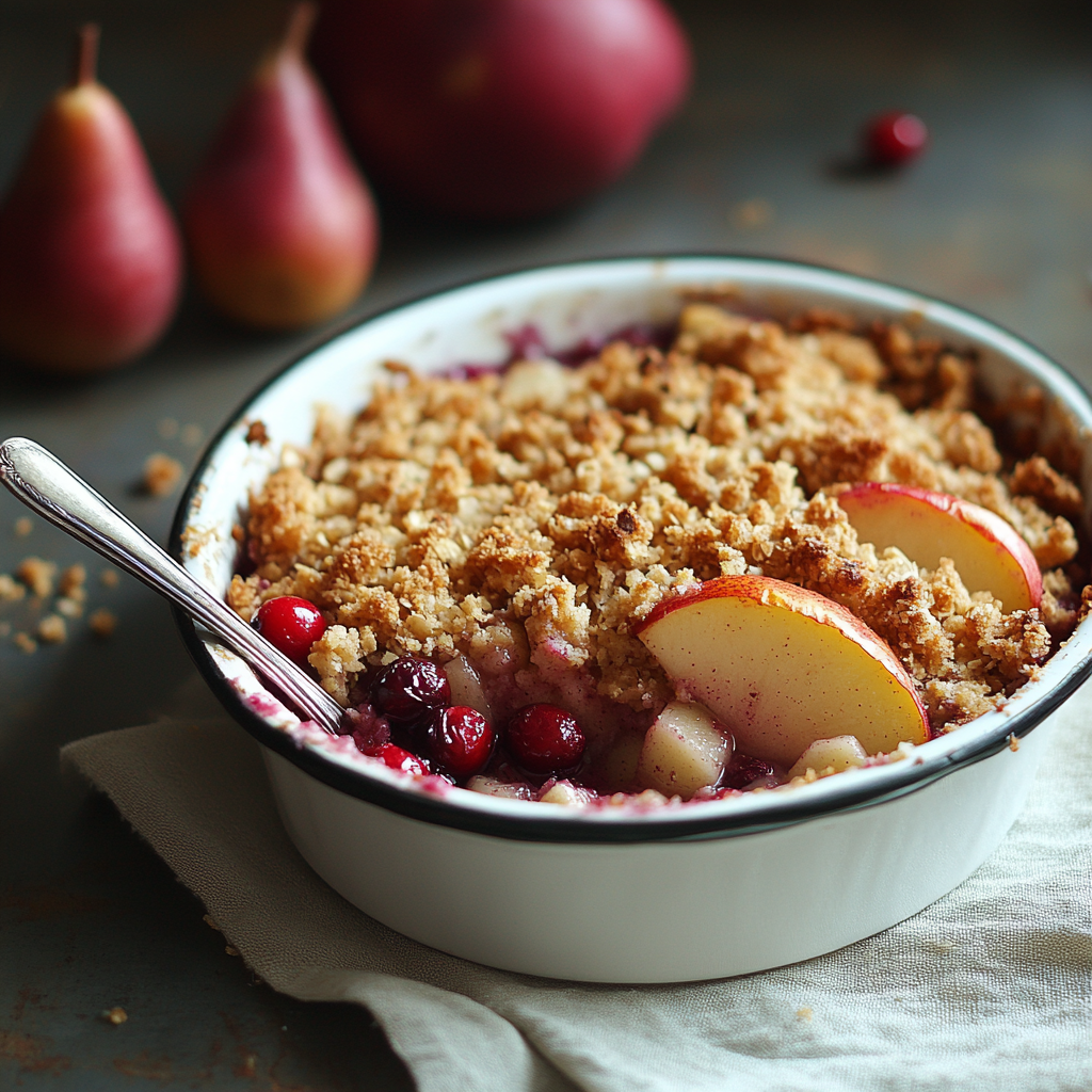 Pear and Cranberry Crumble