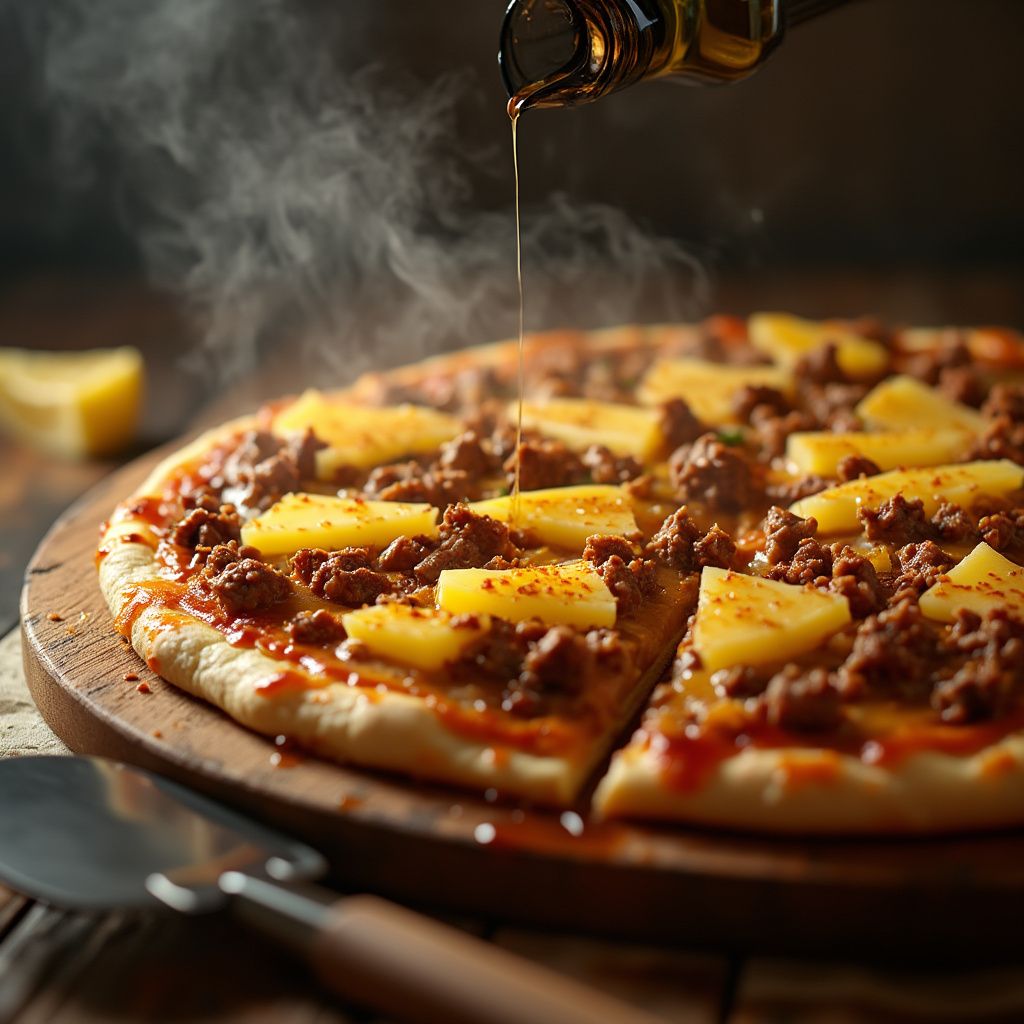 Hawaiian Pineapple and Beef Pizza