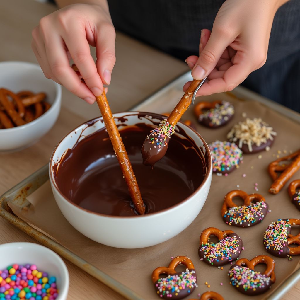 chocolate-dipped pretzels