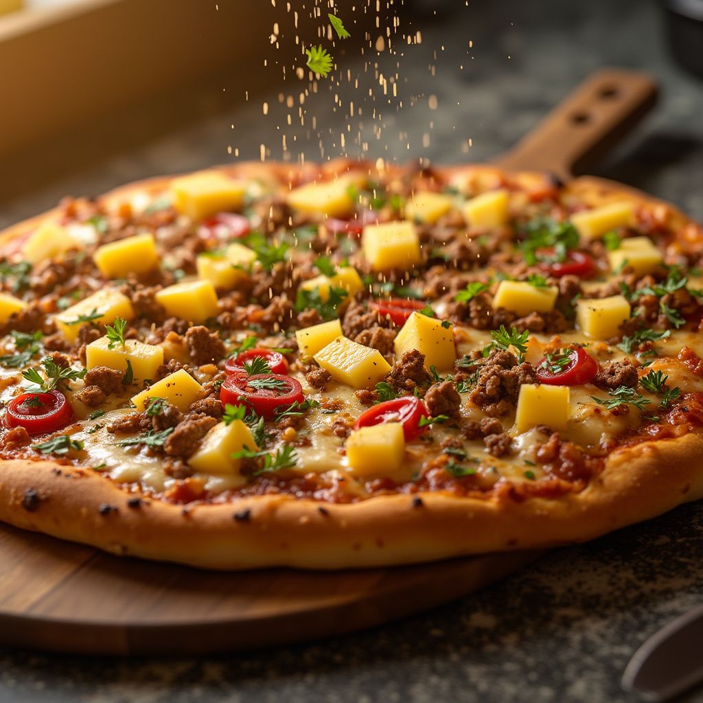 Hawaiian Pineapple and Beef Pizza