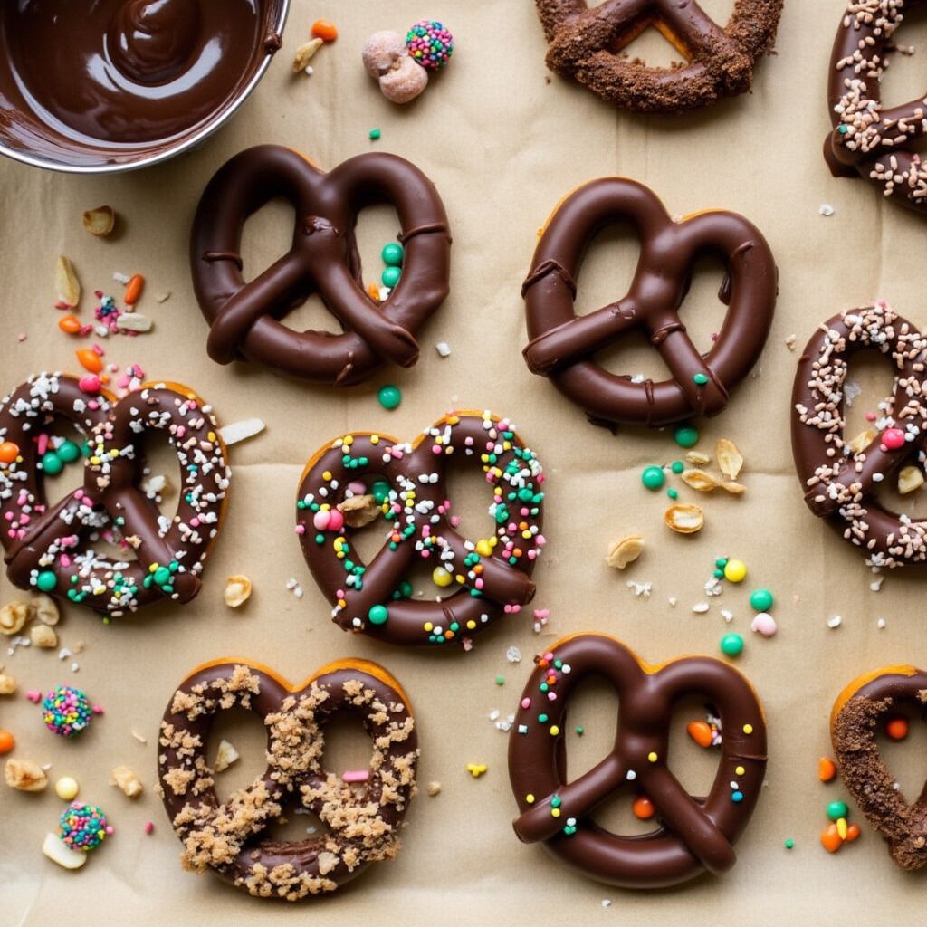 chocolate-dipped pretzels