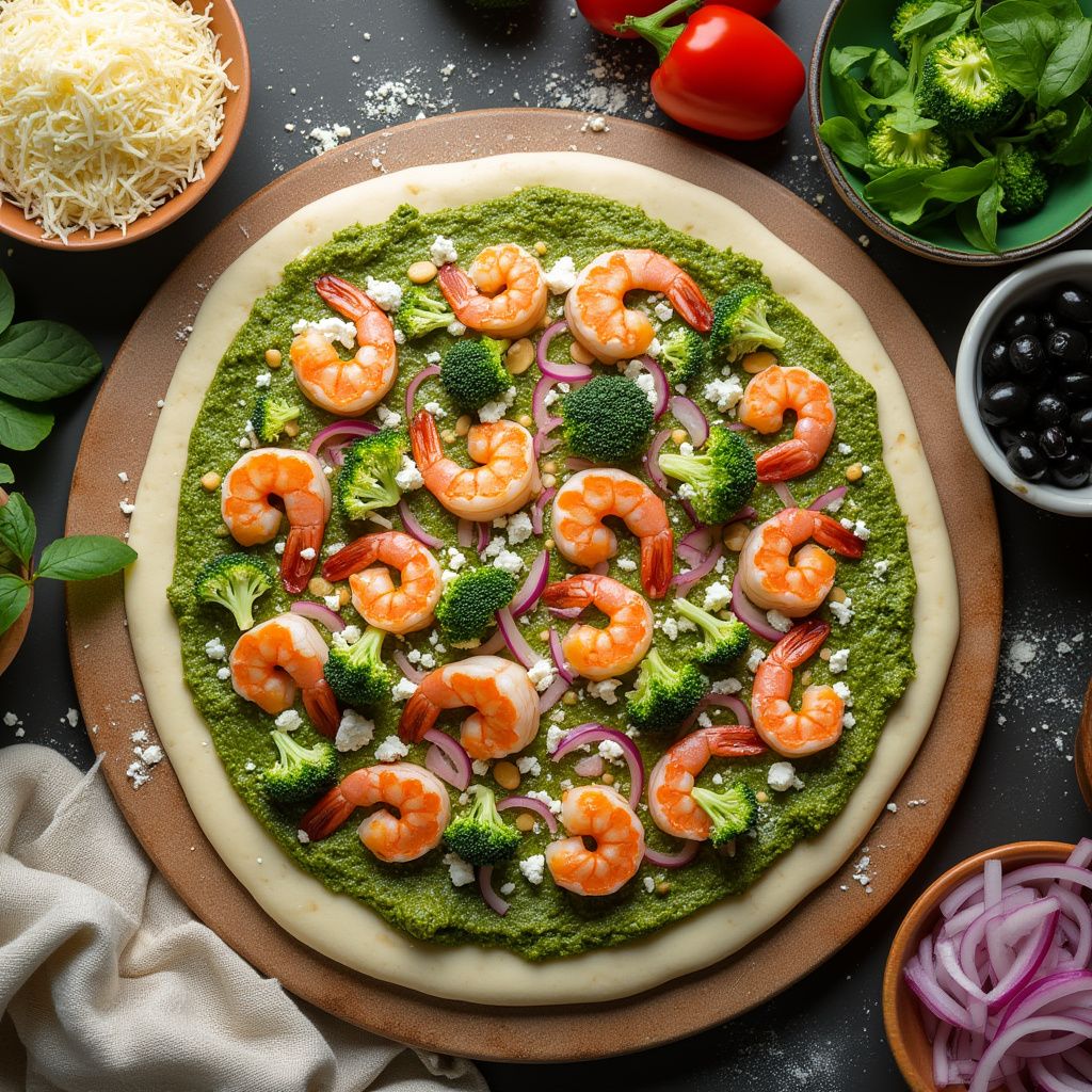 Pesto Shrimp Pizza