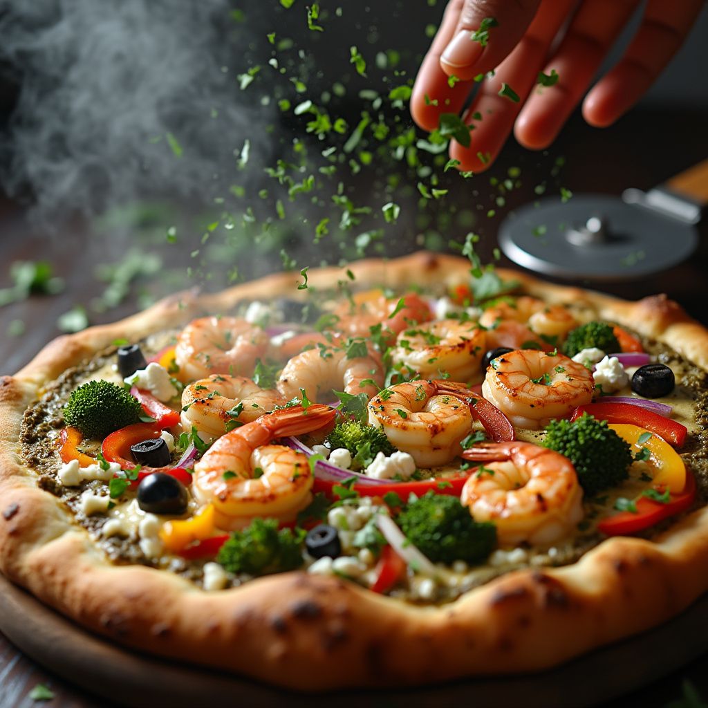 Pesto Shrimp Pizza