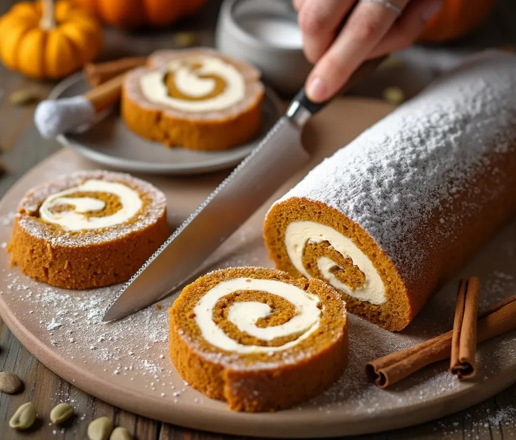 Pumpkin Roll with Cream Cheese Filling 15