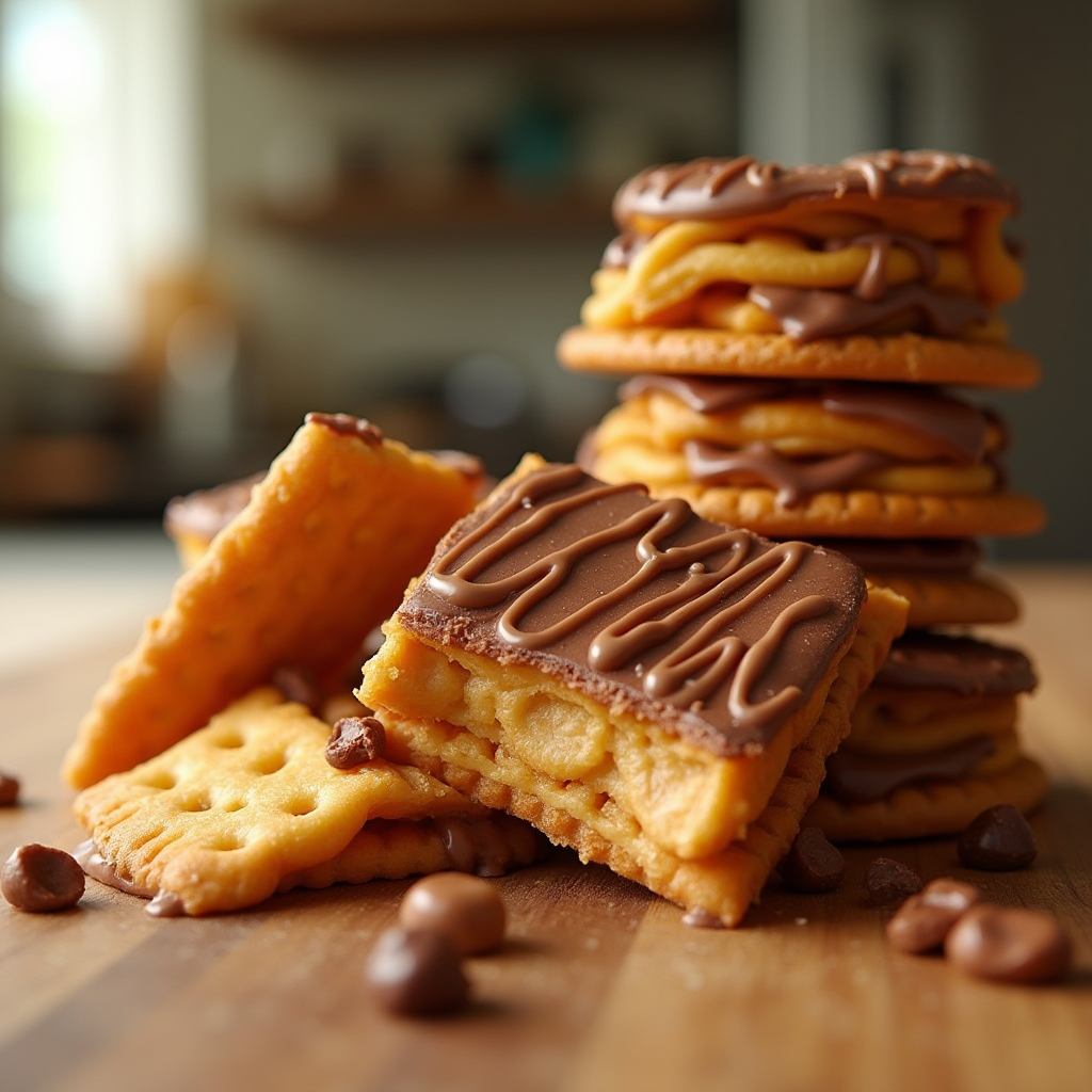 an artistic and vibrant depiction of cheez it crackers with a creamy peanut butter filling and a la 20icmy47vifmc8qt3zpc 0
