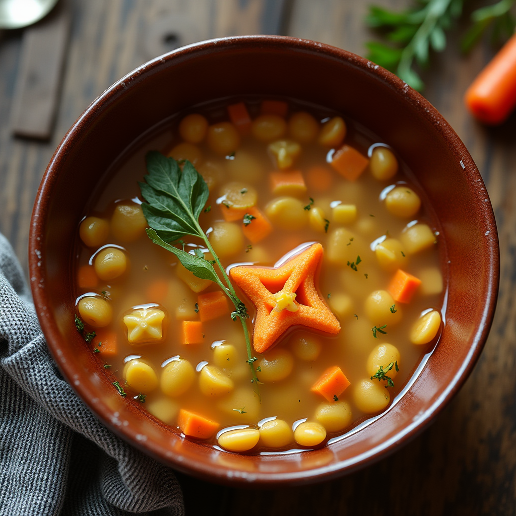 Italian Pastina Soup imagine prompt a cozy overhead shot of a warm italian pastina soup in a rustic ceramic bowl featur lftkn28d5trdxb6t1emb 1